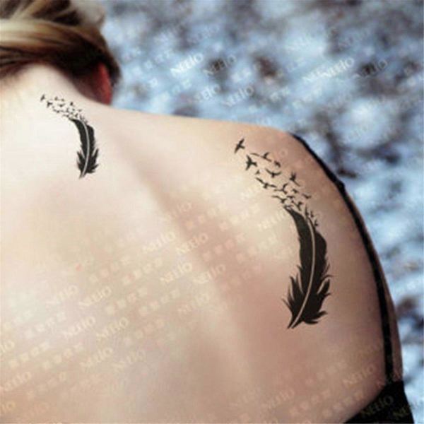 Heyone 10 Ark Tiny Tillfälliga Tatueringar Fjäder Fågel för Män Kvinnor