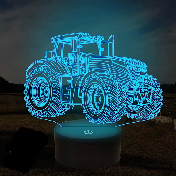 3D Lastebil Traktor Bil Nattlys Bordskrive Optisk Illusjon Lamper 7 Farge Skiftende Lys LED Bordlampe Jul Hjem Kjærlighet Bursdag Barn Dekor Gave