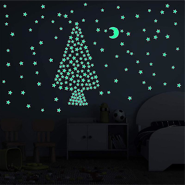 100 kpl Tähtiä Hohtavia Pimeässä Luminesoivia Muoviseinätarroja Täysväri 3cm