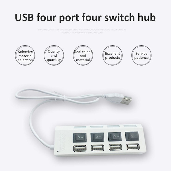 USB-hub 7 portar, höghastighet 2.0, USB-multisplitter, skrivbords- och bärbar datoradapter