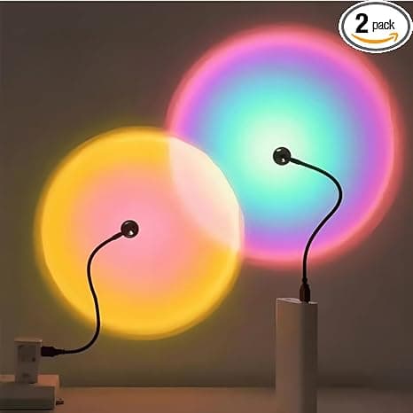 2 stk LED solnedgangsprojeksjonslampe USB nattlys for hjemmefest og soverom Solnedgangslampeprojektor for romantisk atmosfære