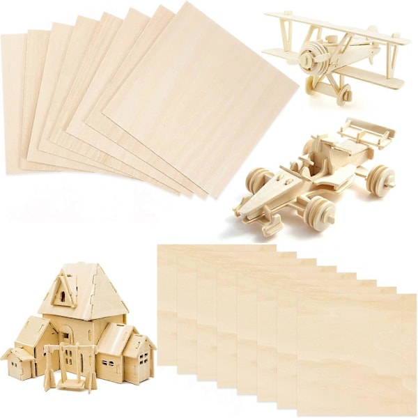 10 Stykker Balsatræplader Træfiner Hobbytræplade til DIY Håndværk Træmodel (100 x 200 x 3 mm)