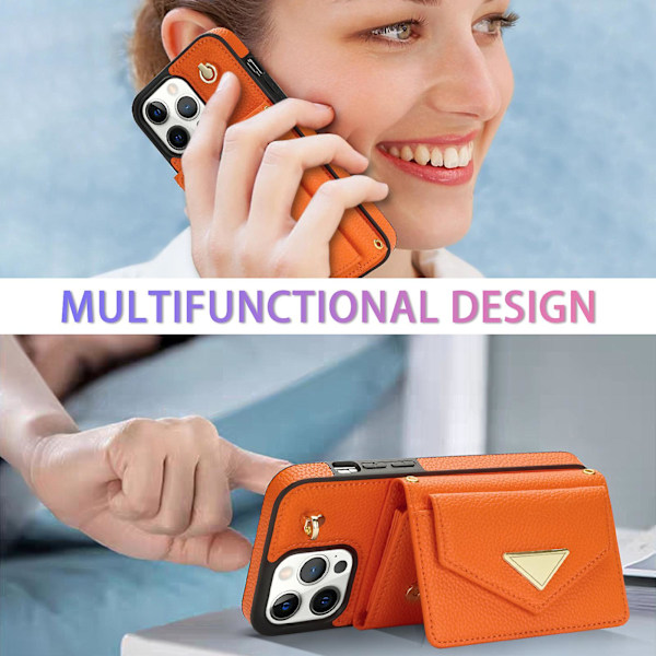 Plånboksfodral Kompatibelt Med Iphone 15 Pro Max, PU-Läderfodral Med Axelrem & Kortfack Kickstand För Kvinnor