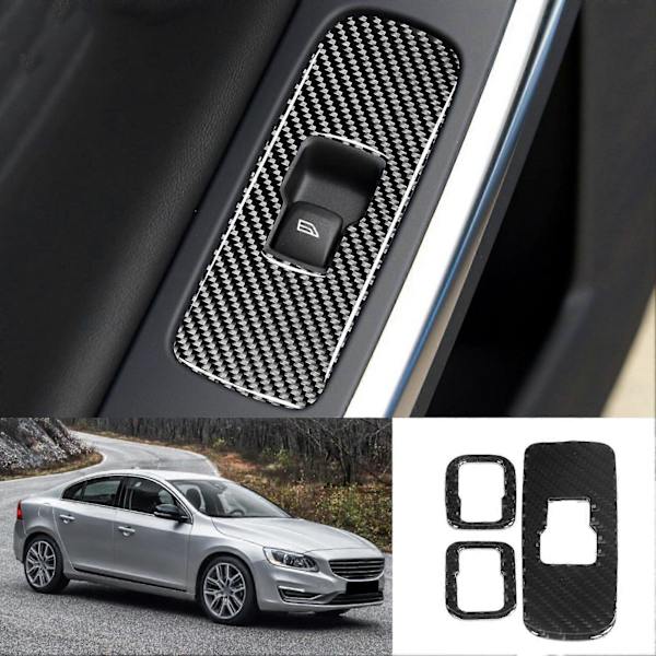 3 st Fönsterströmbrytare Panel Trim Cover Kolfiber Dekoration Passar för S60/V60LHD