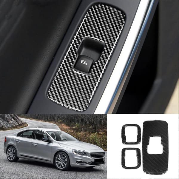 3 stk Vindusbryterpanel Deksel Trim Dekor Karbonfiber Passer for S60/V60LHD