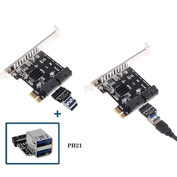 PCI-E USB 3.0 Udvidelseskort Adapter 2 Ports USB3.0 Hub Intern 19/20 Pin Header