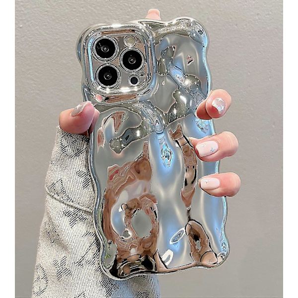 Fodral för iPhone 14, Söt Enfärgad Lockig Vågsformad Stötsäker TPU Bumper Telefonfodral
