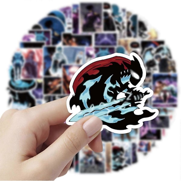 50 stk Solo Leveling Manga Klistremerker for Tenåringer Bærbar PC, Kule Japanske Anime Vinyl Graffiti Dekaler for Gutter Skateboard Sykkel Bil Vannflasker