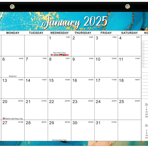 Kalender 18 måneder 2025 skrivebords- og veggkalender Engelsk enkel