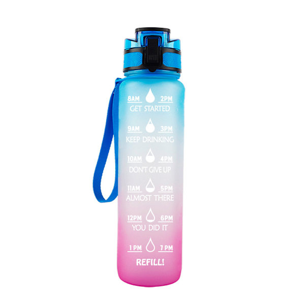 1000ML Tritan sport- och fitnessplastvattenkopp frostad med dubbla handtag läckagesäker vattenflaska Släpp rymdkoppen
