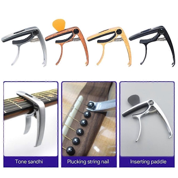 Gitarrstämningsklämma Gitarr Capo Clip med plektrumhållare Gitarrtillbehör