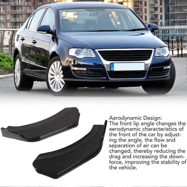 2 st Front Bumper Lip Angle 56cm Vänster och Höger Bumper Protector Blank Svart Lip Splitter för Fordon