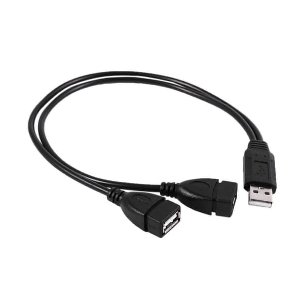 USB 2.0 A-uros naar 2 kaksois-USB-naaras Y-jakaja Hub virtajohtoadapterikaapeli