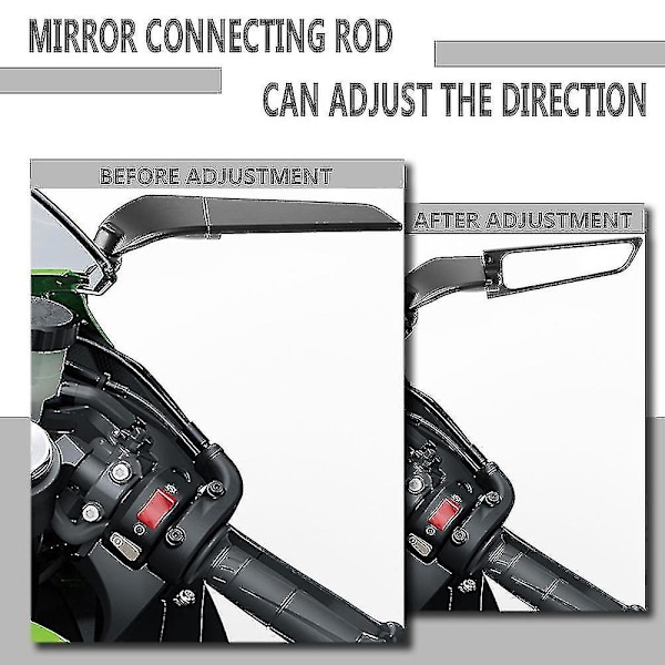 Til Kawasaki Zx6r Zx636 Zx7r Zx9r Zx10r Modificeret Motorcykel 2 stk. Bakspejl Vindvinge Justerbar Roterende Sidespejl