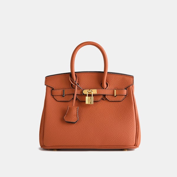 Trendikäs litsikuvioinen klassinen platina-laukku naisten laukku korkealaatuinen suurikokoinen olkalaukku crossbody-laukku 30cm Caramel Brown