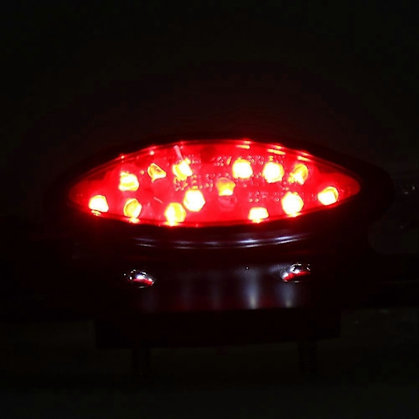 Universal 12V Motorcykel Brems Baglygte LED Baglygte Modificeret Tilbehør Sort Beslag/ Røget Lygteglas/ Rød Lygte