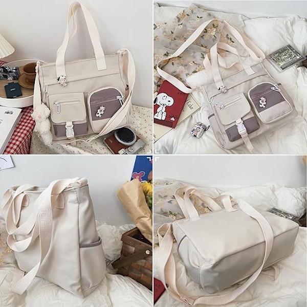 Pige messenger taske sød bjørn skuldertaske nylon messenger taske dame skuldertaske egnet til skole rejse daglig brug