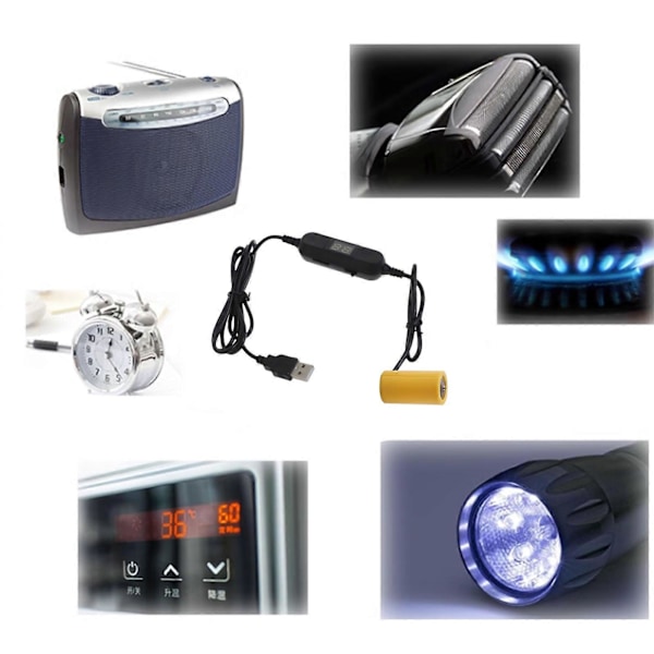 Universal 120cm USB till 1.2V 1.5V 3V 6V 7.5V 12V C Dummys Batterikablar för Radio LED Ljus Leksak Ficklampa