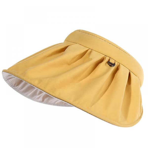 Solhat til kvinder UPF50+ Bredskygget Sommer Foldbar Strand Visor Cap (Gul)