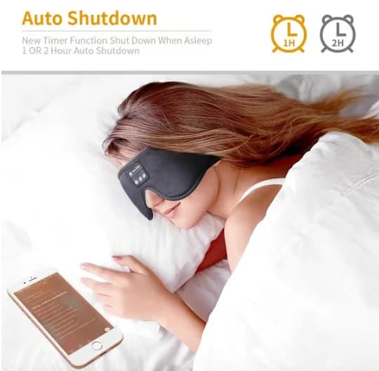 3D-hukommelsesskum sovemaske med Bluetooth-hovedtelefoner og timer | Luksus sovehovedtelefoner, sort