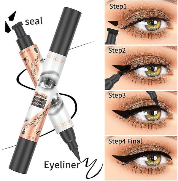 Vingede Eyeliner-Stempler, Eyeliner-Stempler, Sort Flydende Eyeliner, Vandfast Eyeliner, Langvarig Flydende Stempler-Eyeliner