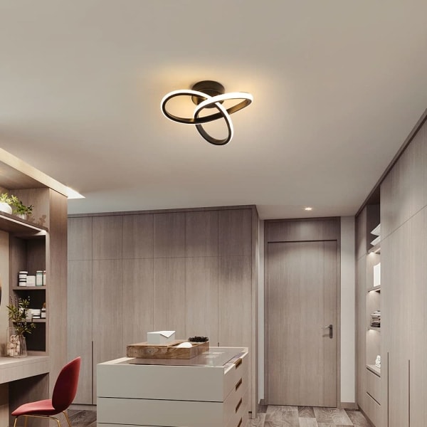 LED Loftlampe, Loftlampe 20W 2200LM, Sort LED Lampe til Stue, Soveværelse, Entré, Køkken 26cm, Dæmpbar 3000K / 4500K / 6500K