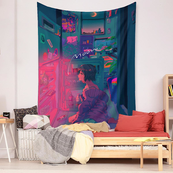 Wekity Anime Tapestry Æstetisk Kunst Hjem Baggrundstof Dekoration Gave Boho Tapestry til Stue Soveværelse Dekoration (614-29, 59 X 79 tommer)