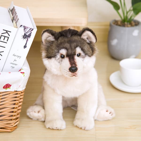 27cm Realistisk Grå Ulv Hund Husky Plyslegetøj