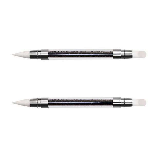 2 stk. Neglekunst Dobbeltsidet Silikonpen - Sort Silikonprægnings Penmakeup