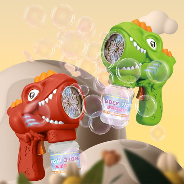 Dinosaur Bubbelmaskin Rolig Säker Utomhusleksak Automatisk Bubbelblåsare med Ljus Födelsedagspresent till Barn