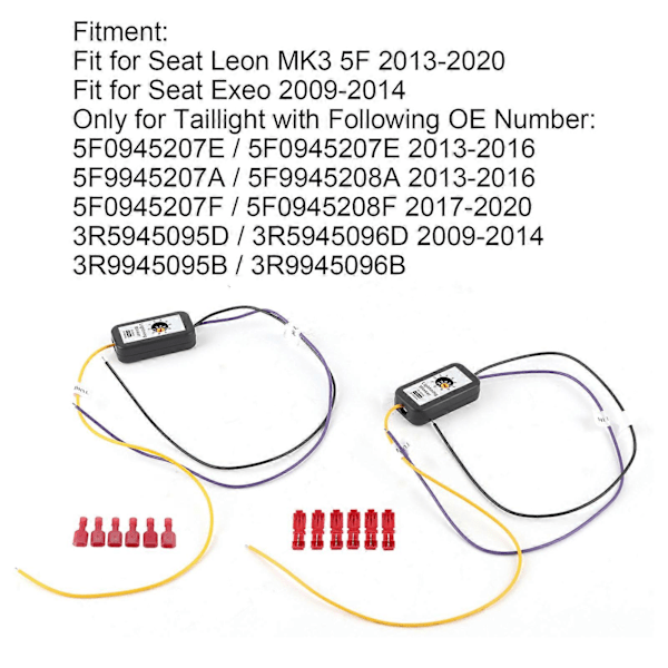 LED Baklykter Dynamisk Blinklys Adapterkabel Blinkmodulsett Passer for Seat Leon MK3 5F 2013-2020