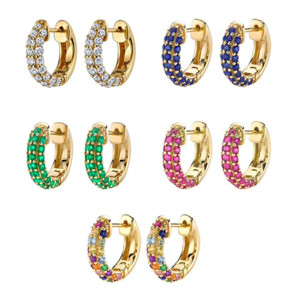 AVEKI Snygga Kvinnor Guld CZ Huggie Hoop Örhängen 18K Guldförgyllda Vita Flerfärgade Diamant Kubisk Zirkonia Inlägg Sov Små Delikat Boho Strand Enkel