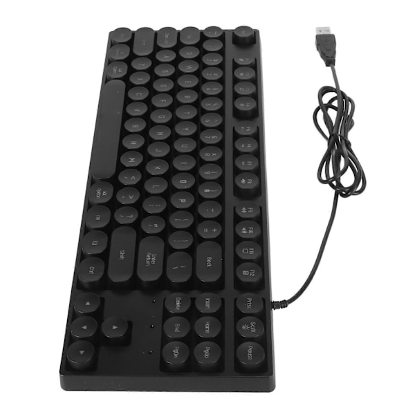 Spilltastatur USB Rund 87 Taster Fargerik Bakgrunnsbelyst Ergonomisk Mekanisk Berøringsstyrt Ledningsbasert Tastatur for Skrivebord Bærbar PC Svart