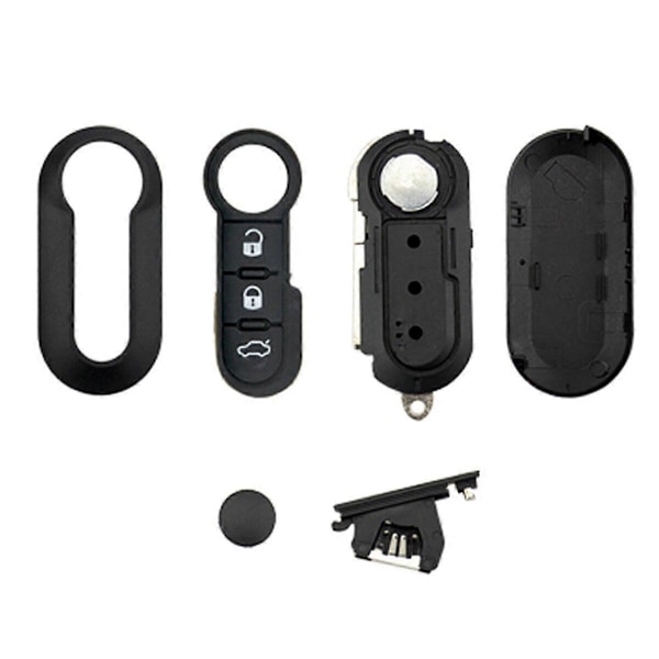 3-knaps nøglefob til bilnøgle til Fiat 500 abarth Panda Punto Bravo 2 Ducato Tipo Doblo 500x 500l 500e - Uskåret nøgleblad