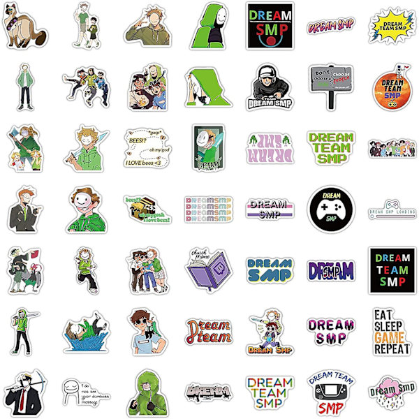 Dream Smp Stickers til Laptop[100stk] Belønnings Motiverende Stickers til Vandflaske, Skateboard, Køleskab, Hydro Flasker, Dekal, Vandafvisende Vinyl Dekal
