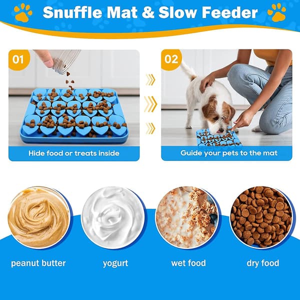 Silikon Snusematte for Hunder, Sakte Mater Hundebøtter, Hund Snusematte Likkmatte for Lukttrening Sakte Spising