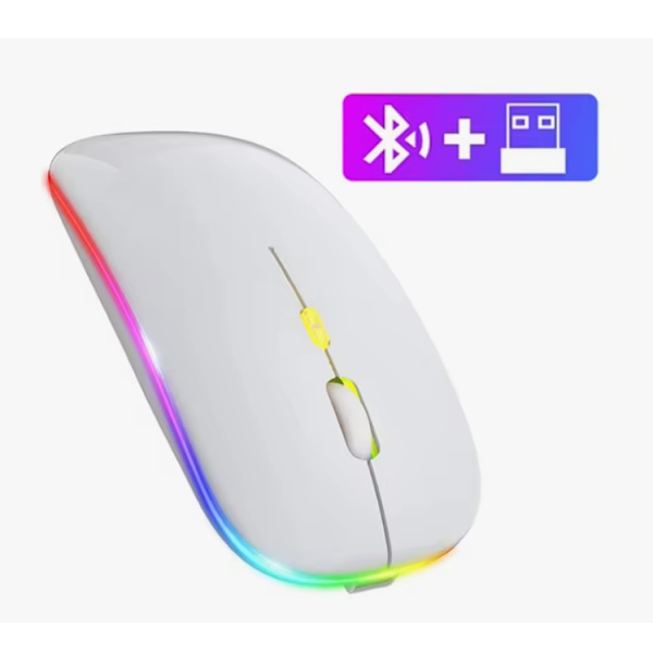 Trådløs Bluetooth Mus Kompatibel 2.4GHz 1600DPI Genopladelig med RGB Lys Bærbar Laptop Macbook Gaming