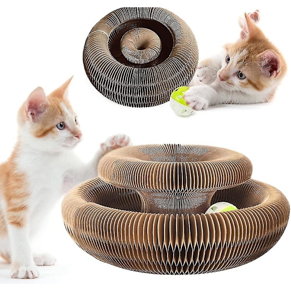 Kattklösbräda med leksak - Interaktiv katt leksak, Katt Slipande Klösbräda, Vikbar