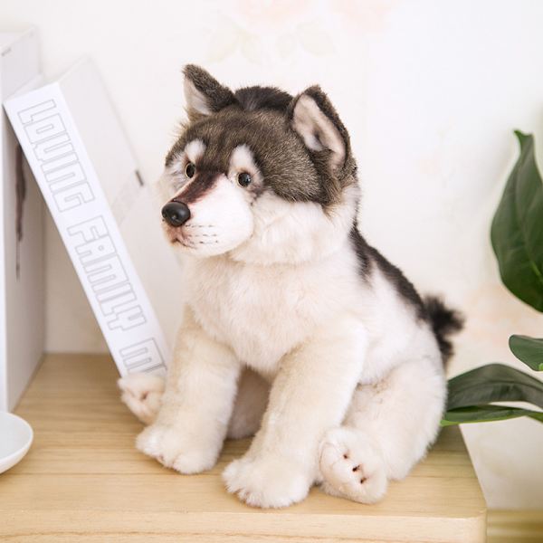 27 cm Realistinen Harmaa Susi Koira Husky Pehmolelu