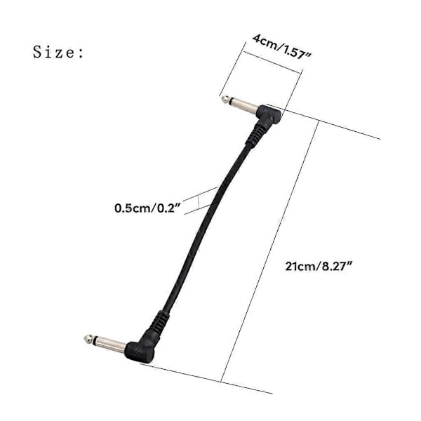 Lågbrus-gitarrpatchkablar med rät vinkel 6,35 mm Effektpedal-kablar