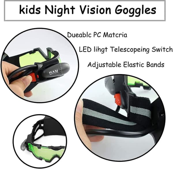 Justerbare Vis-briller med utbrettbare LED-lys
