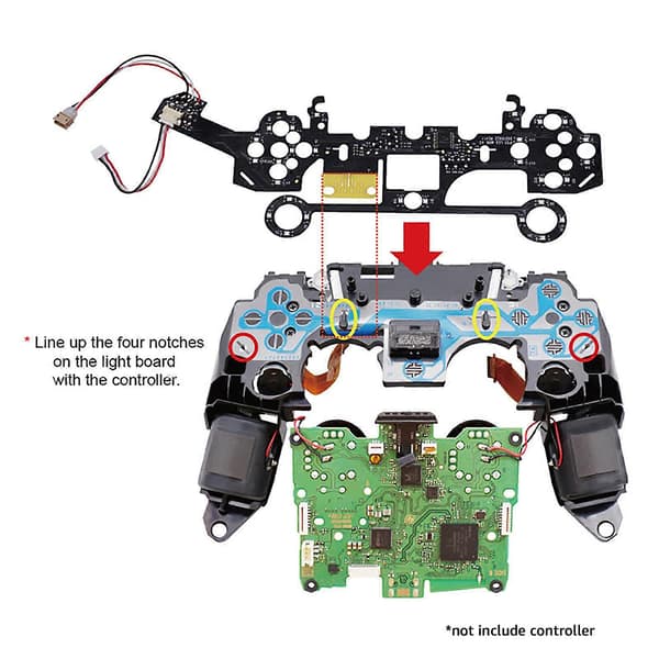 Udskiftningsknapssæt til Controller - 8 Farver Lysende Transparent LED Mod Knap Sæt Thumbsticks D-pad Action