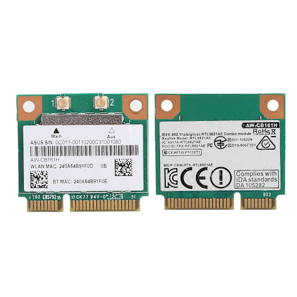 Wifi-modul Mini PCIE 2.4/5.0GHz Bluetooth 4.0 AWCB161H 433Mbps 802.11a/B g/n/ac RTL8821AE