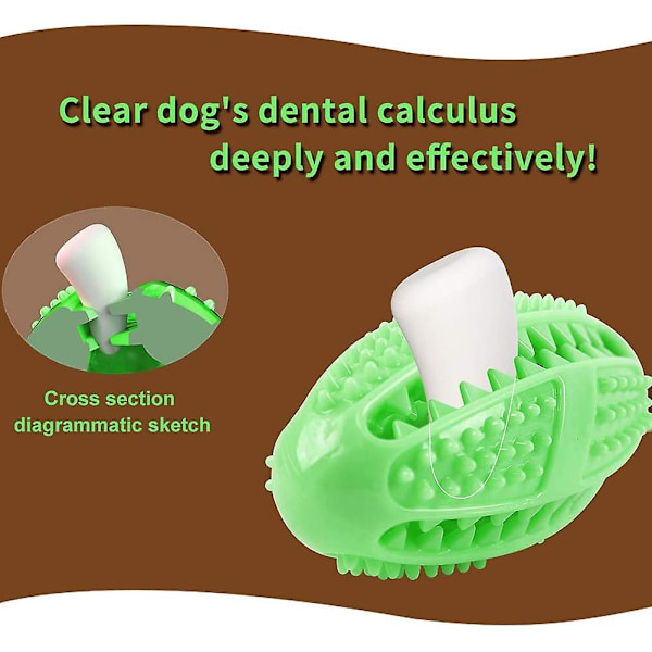 Hammasharja-tikku, koiran hammasharja koiran lelu pureskeltava pallo koiran herkkuannostelija pentujen hammashoito harja ja pureskeltava lelu - vihreä
