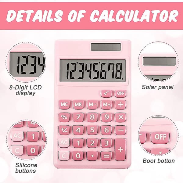 Basic Standard Kalkulator Mini Digital Skrivebords Kalkulator med 8-sifret LCD-skjerm, Batteri Solenergi Smart Kalkulator