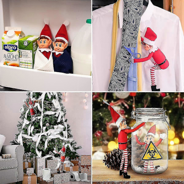 1 X Busig Tomte med Kardborre i Handen - Långbent Tomte Mjuk Plysch - Julnyhet - Jultomte med Hatt och Etikett - CLJR