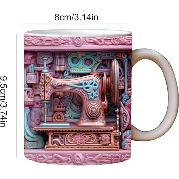 3D Symaskine Krus, 3D Effekt Sykrus, Kreativ Rumdesign Multifunktionelt Keramik Krus, Kaffeekrus Gave Til Syelskende