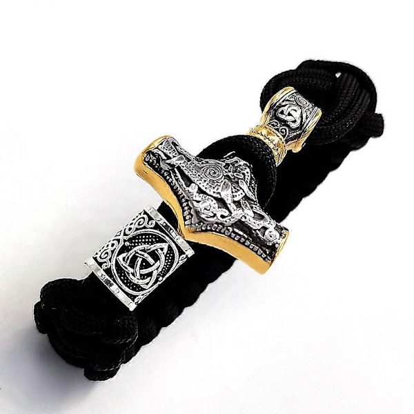 Mænds Viking Mjolnir Armbånd Rustfrit stål Thor hammer Armbånd Nordisk Mytologi Runer Amulet Smykker