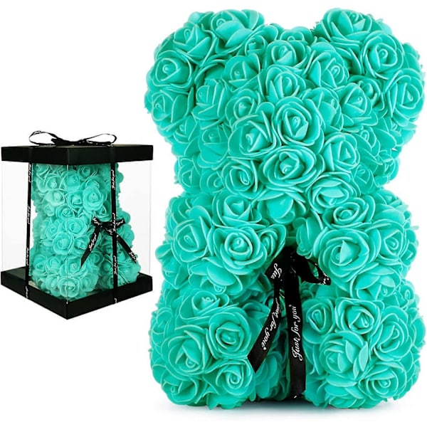 25cm Skumrosbjörn Flerfärgad Ros Flickvän Alla Hjärtans Dag Teddybjörn Present Födelsedagsfest Dekoration Konstgjorda Blommor green