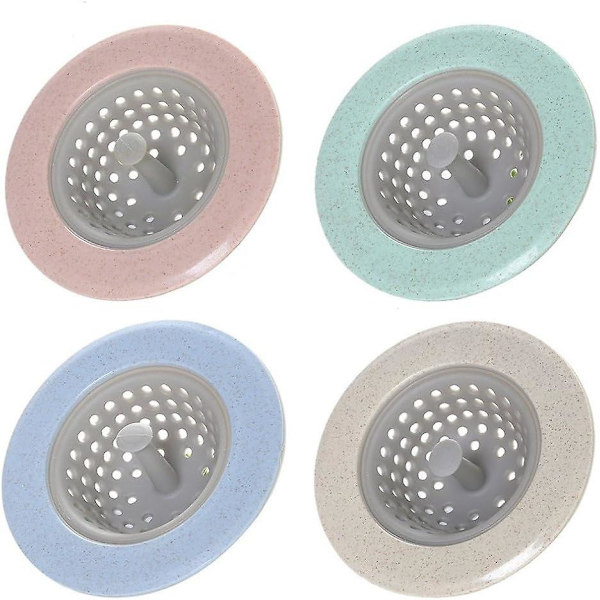 Silikon Köksvask Avloppsplugg Sil Strainer Avloppshårfilter Samling Badrumsavloppspluggar Sänka Golvavloppspluggar Kökstillbehör (4 st, multi)
